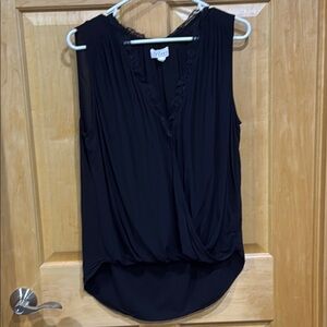 Velvet Black  Asymmetrical cross Wrap size L Blouse